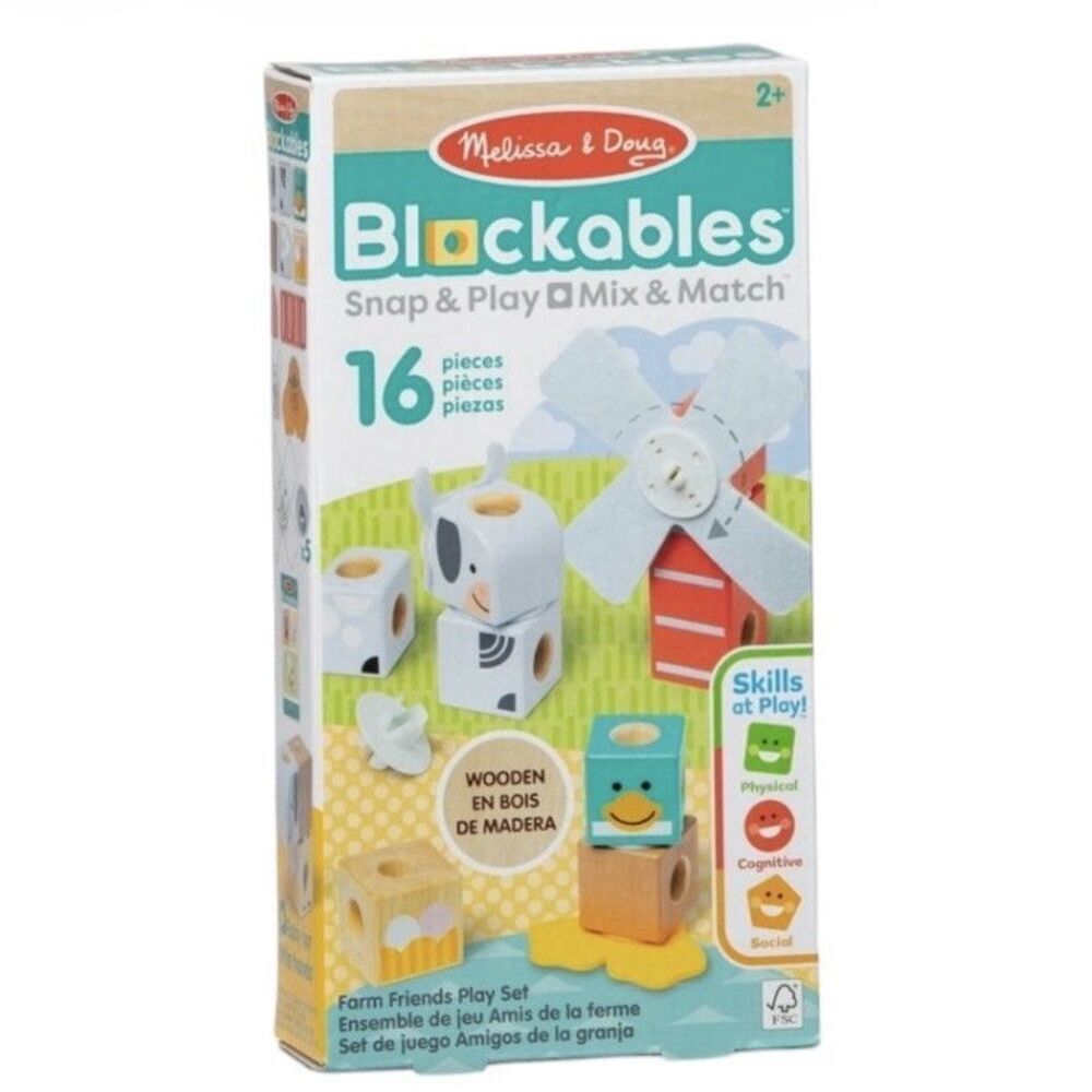 Melissa & Doug Blockables Farm Friends Snap & Play Mix & Match 16 Pieces